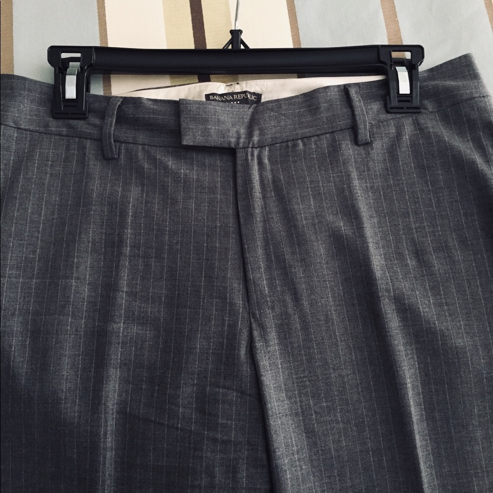 Wool Blend Gray Pin Stripe Pants, Banana Republic